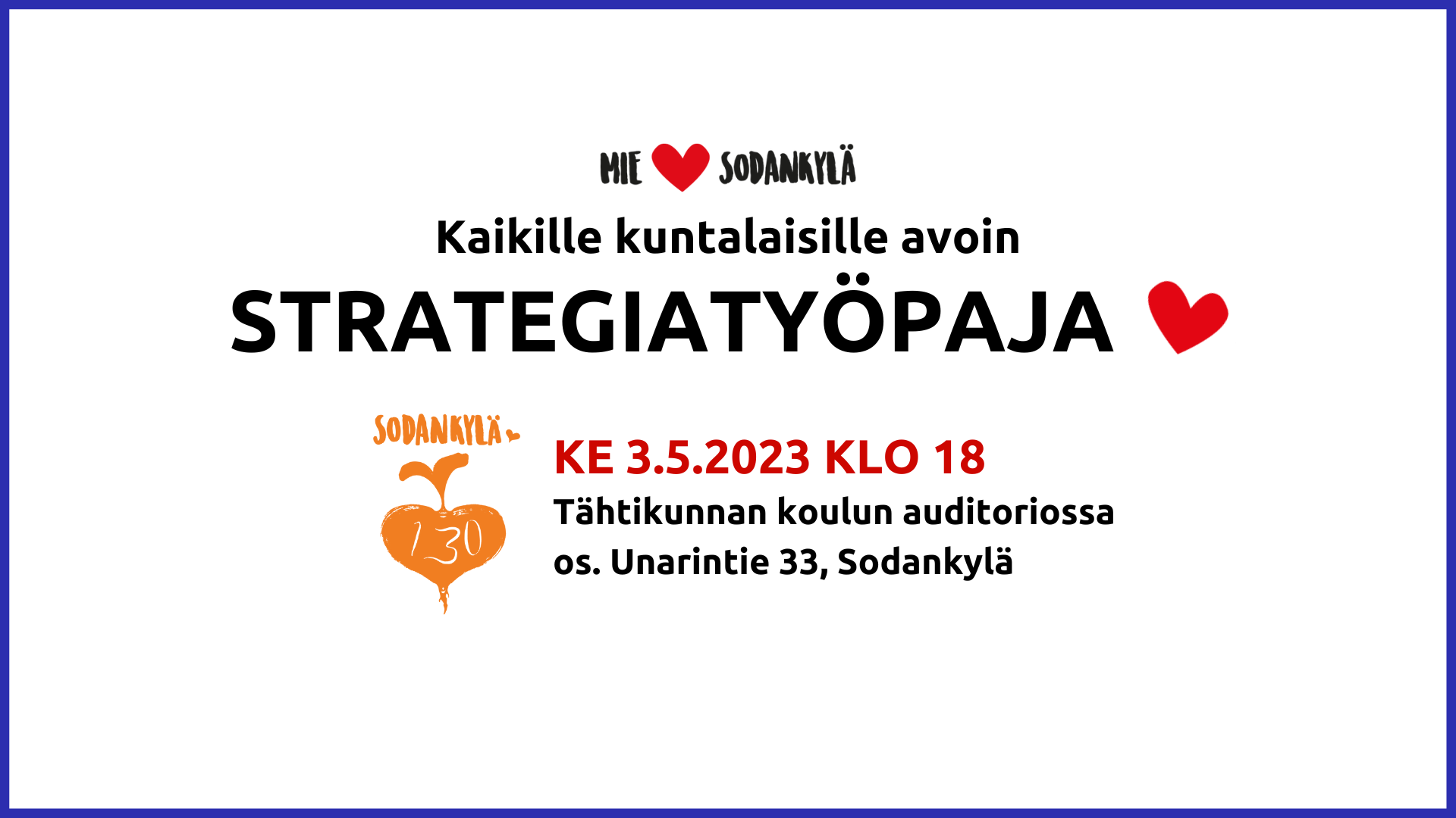 Strategiatyöpaja FB-tapahtuman kansikuva Strategiatyöpajan ilmoitus