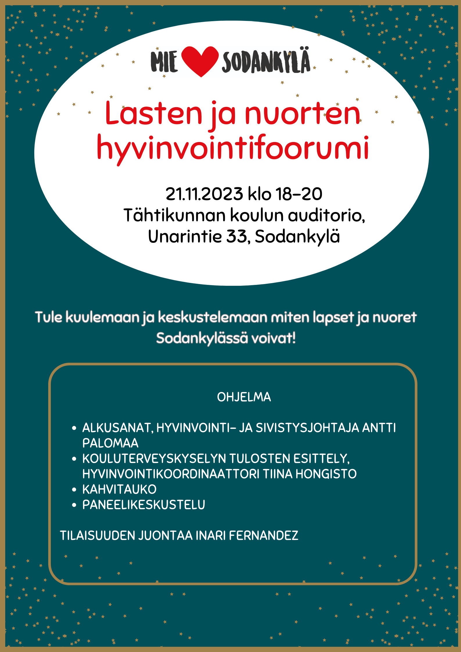 Lasten ja nuorten hyvinvointifoorumi Lasten ja nuorten hyvinvointifoorumi 21.11.2023