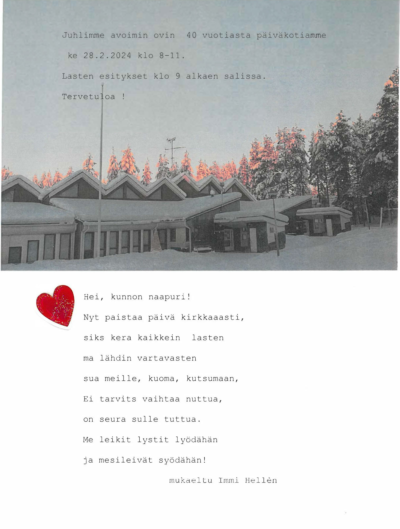 Paulaharjun juhlat_kuva Paulaharjun päiväkodin 40 v juhlat