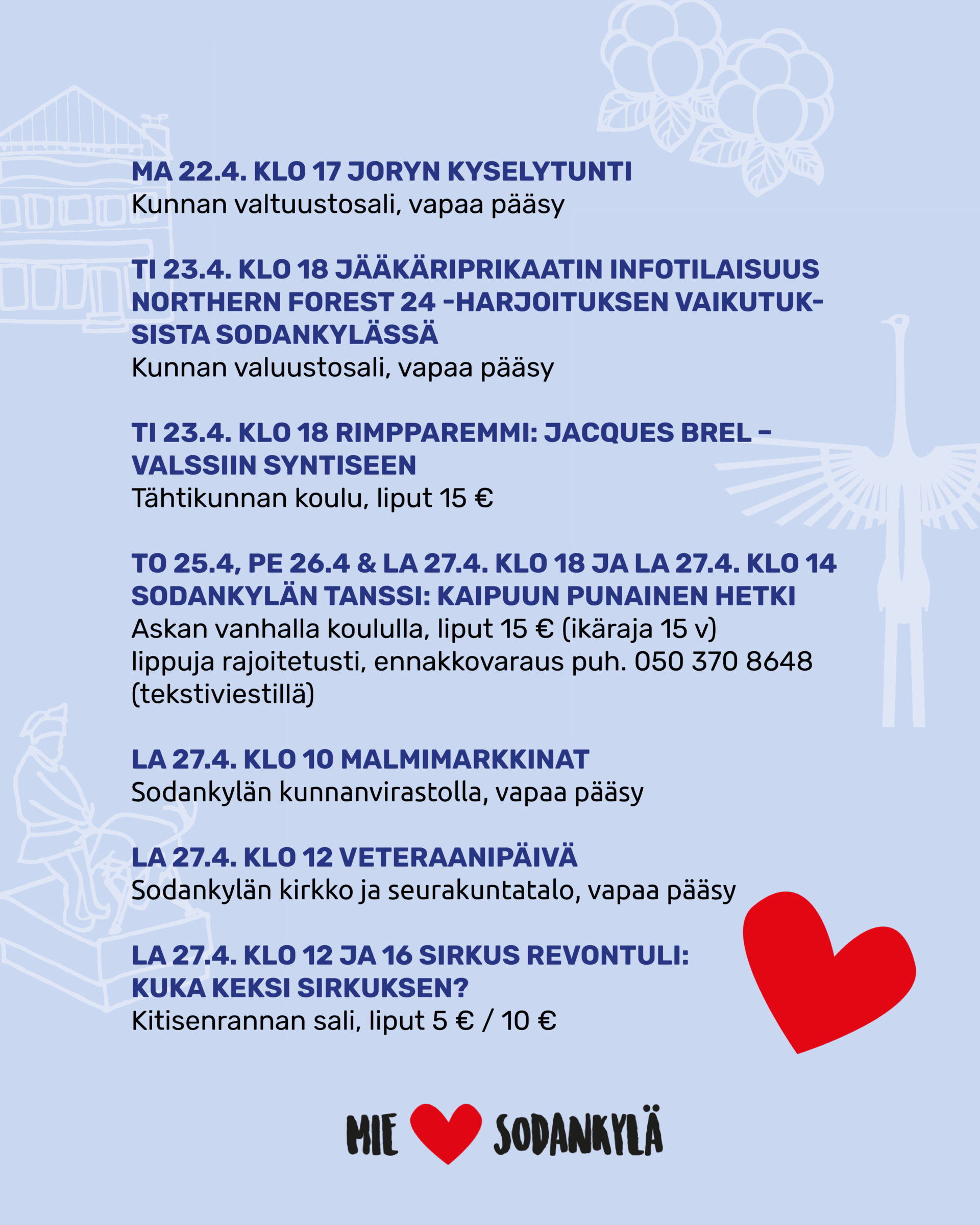 Sodankylän tapahtumia 23.4-5.5. Sodankylän tapahtumia 23.4.-5.5.