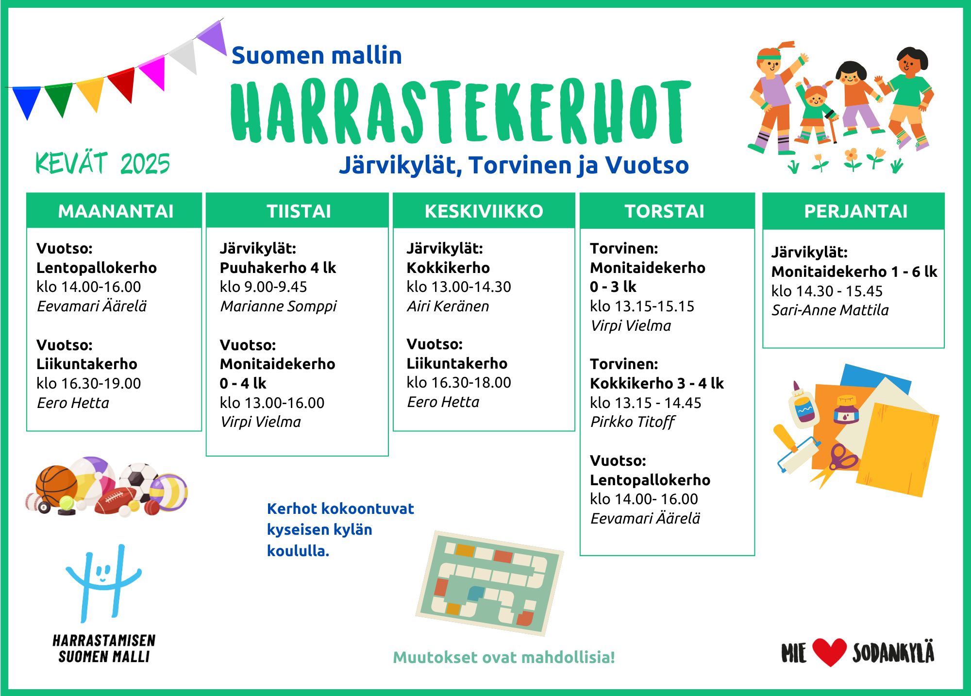 Harrastamisen Suomen malli kerhokalenteri kevät 2025 Kyläkoulut Harrastamisen Suomen malli kerhokalenteri 2025 kyläkoulut
