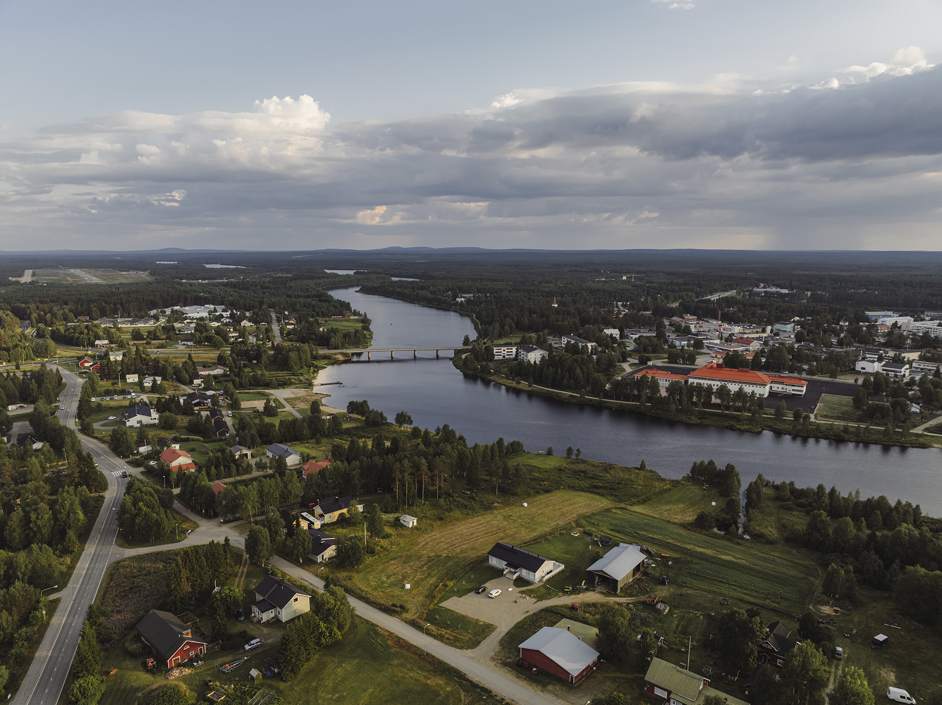 Ilmakuva Sodankylän keskusta-alueesta.